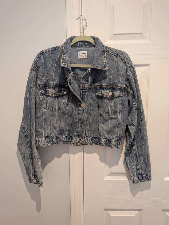 Ci Sono Jackets & Blazers - Ci Sono Light Blue Cropped Denim Jacket